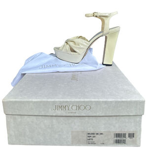 Jimmy Choo Platform Heels Off White Size 39 1/2 Heloise 120 Leather New in Box